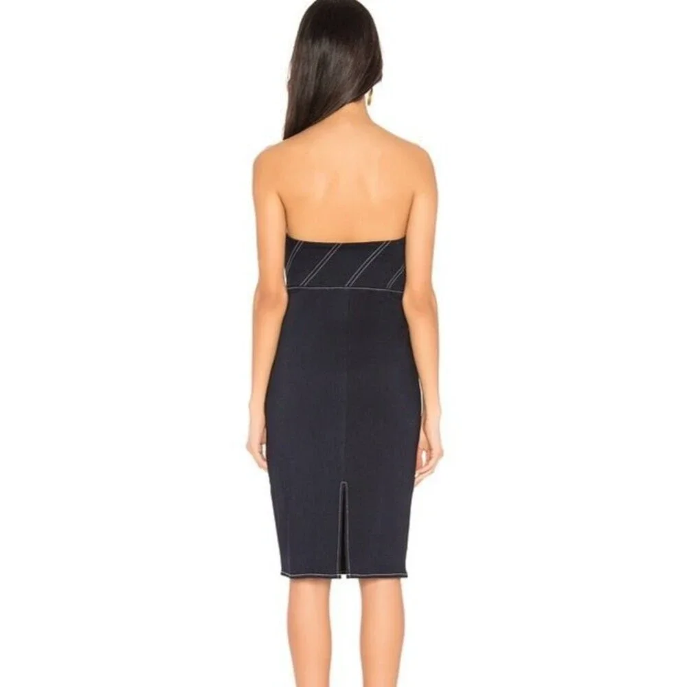 NBD Sabina Denim Midi Dress M ICorset Bodice Underwire Cups Coquette Nashville